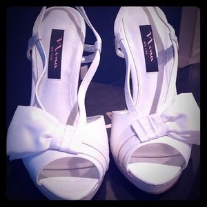 Nina White Luster Shoes